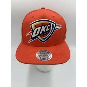 Mitchell & Ness Snapback Hat Cap Orange Oklahoma City Thunder NBA Logo‎